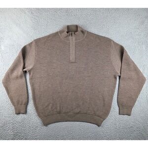 St. Croix 1/4 Zip Pullover Sweatshirt Mens 2XL Brown Made In USA Honeycomb Knit